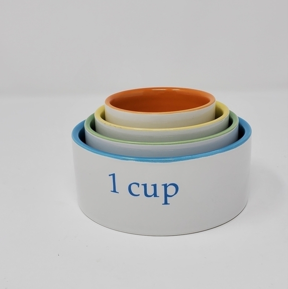 PIER 1 IMPORTS NESTING RAINBOW MEASURING CUPS BOWLS DISCONTINUED KITCHEN DECOR - Picture 1 of 14